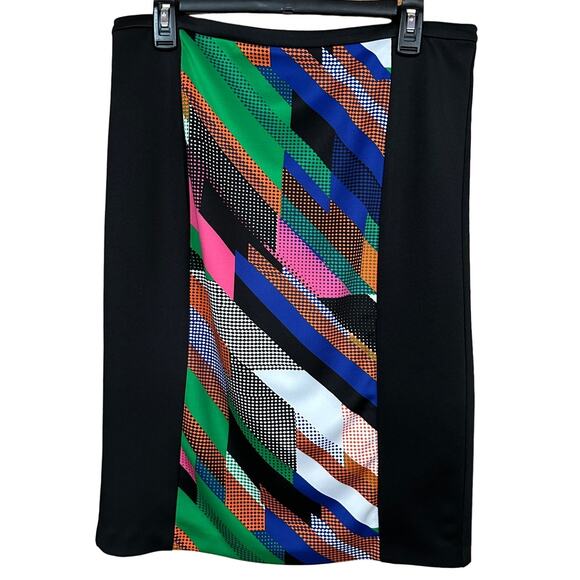 Calvin Klein Women's Black & Multi-Color Geometric Print Straight Skirt Size M - Picture 1 of 6